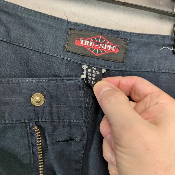 Tru-Spec Tactical Cargo Pants Mens 36x33 Black Ripstop Adj Waist Reinforced Knee - Picture 3 of 10